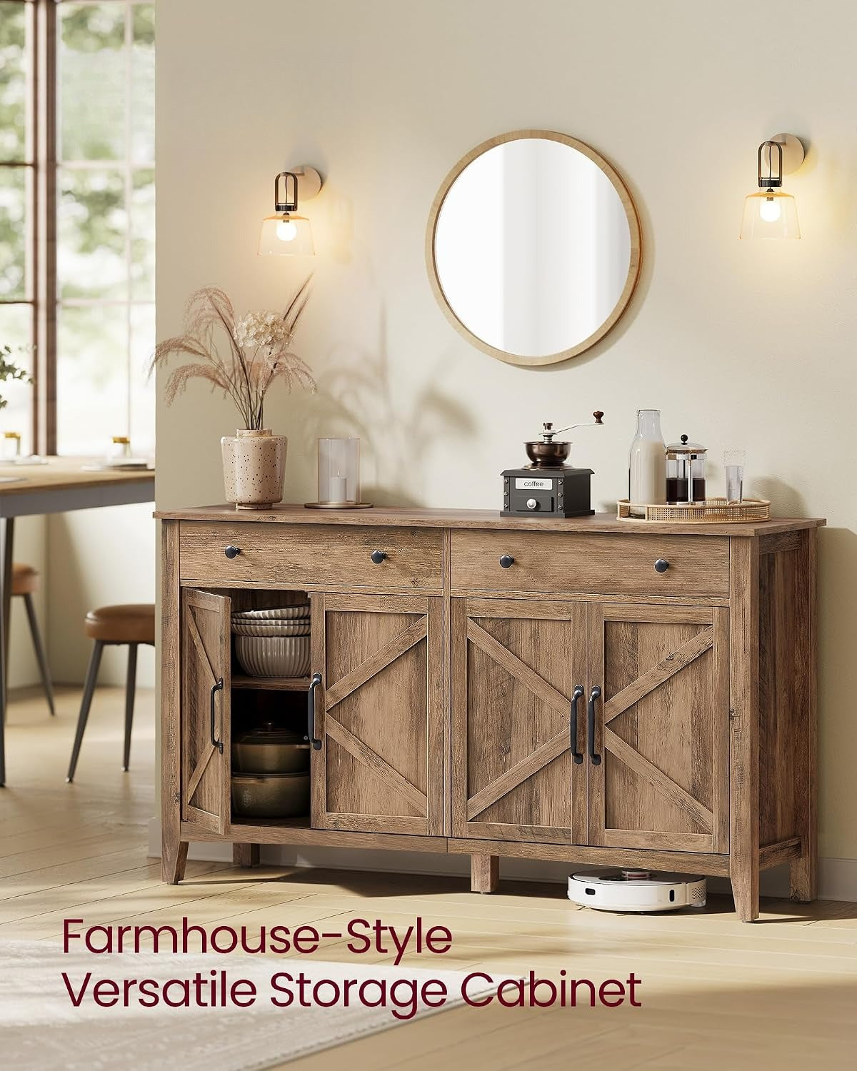 Honey Brown Buffet Cabinet