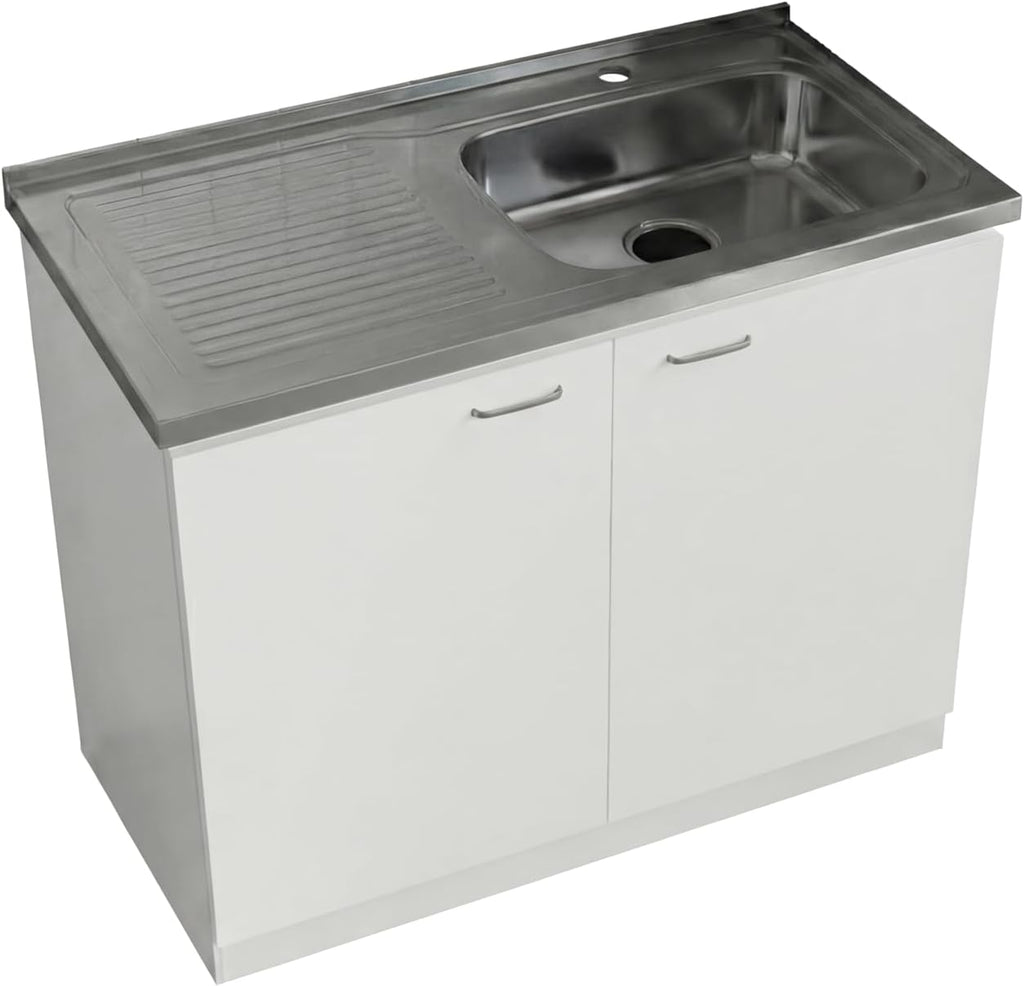 39" White Aluminum Top Utility Sink Cabinet