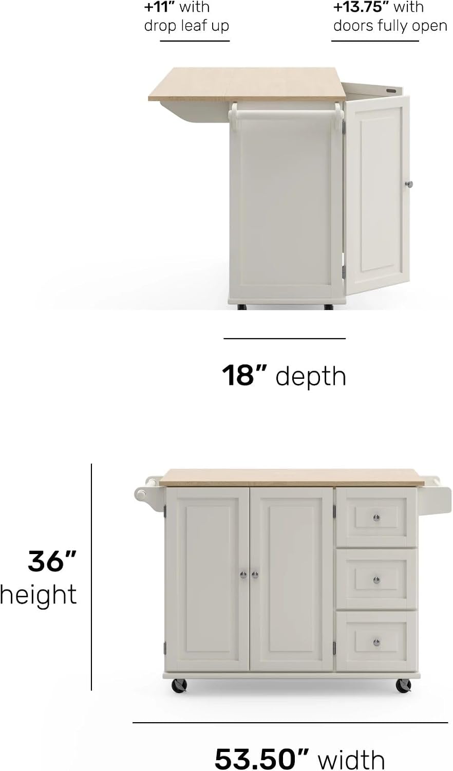 Off-White Rolling Kitchen Island