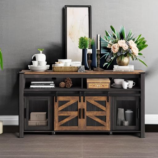 Black Brown 59" Farmhouse Sideboard