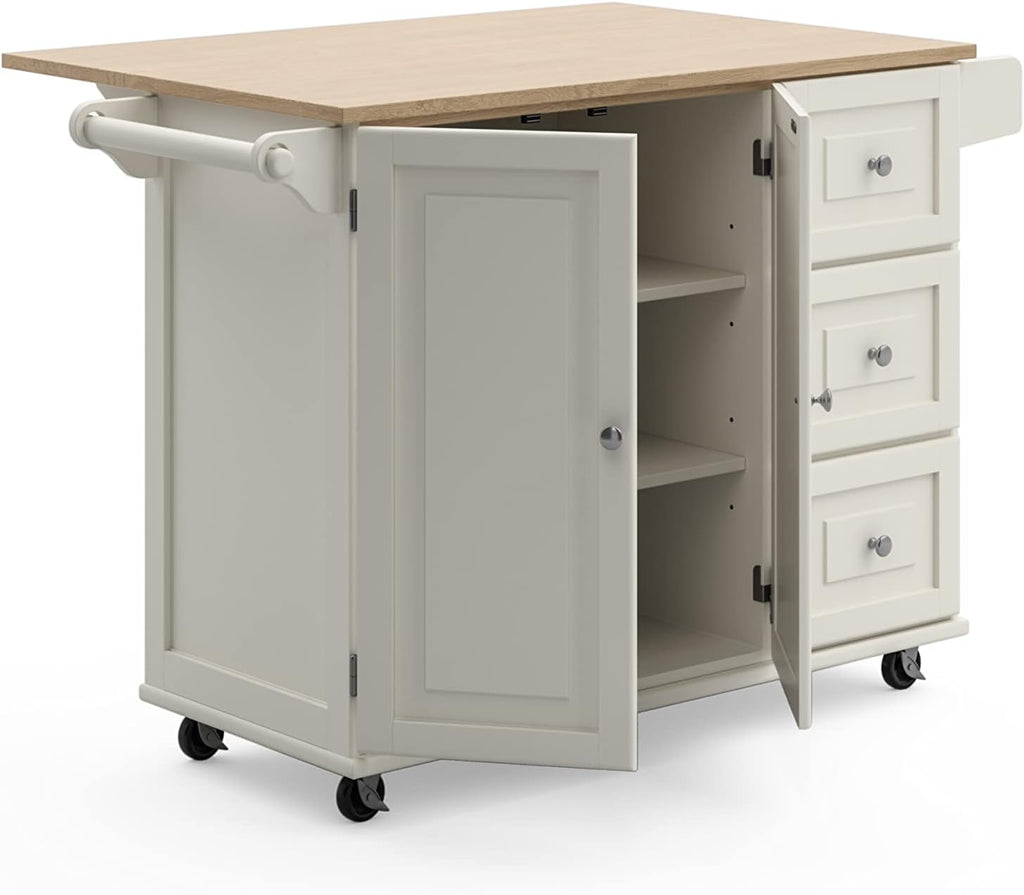 Off-White Rolling Kitchen Island