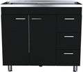 39.4" White Black Utility Sink Cabinet