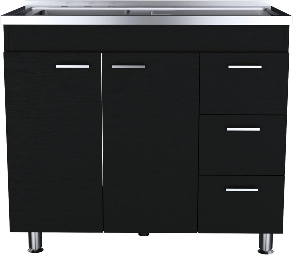 39.4" White Black Utility Sink Cabinet