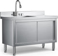 47" Stainless Steel Freestanding Laundry Sink Cabinet