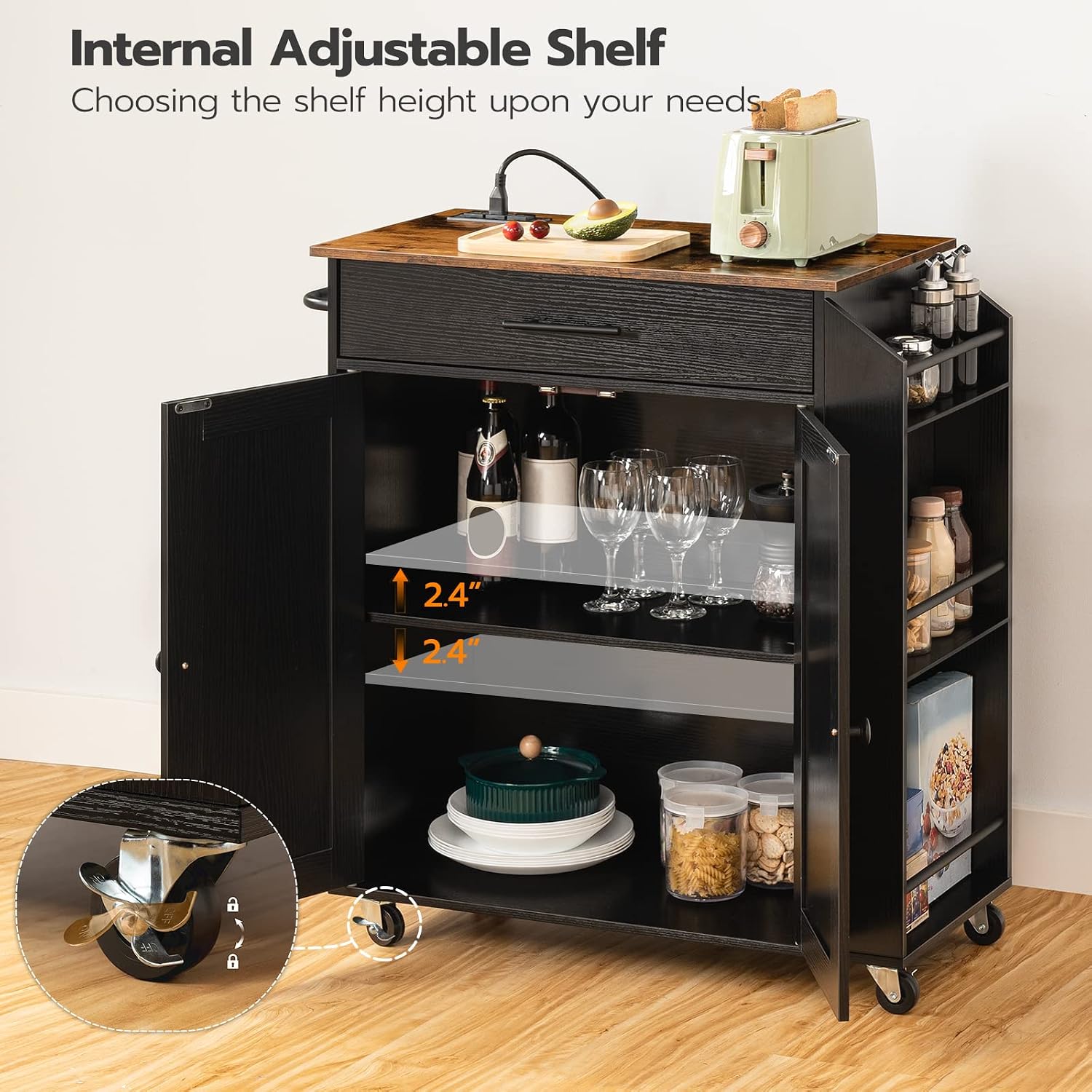 Brown Black Power Kitchen Island