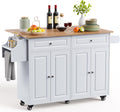 White Wood Top Rolling Kitchen Island