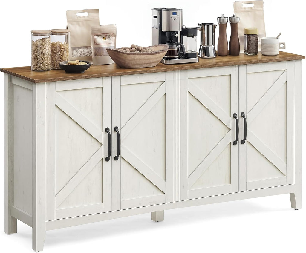 Rustic White Brown Buffet Cabinet