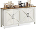 Rustic White Brown Buffet Cabinet