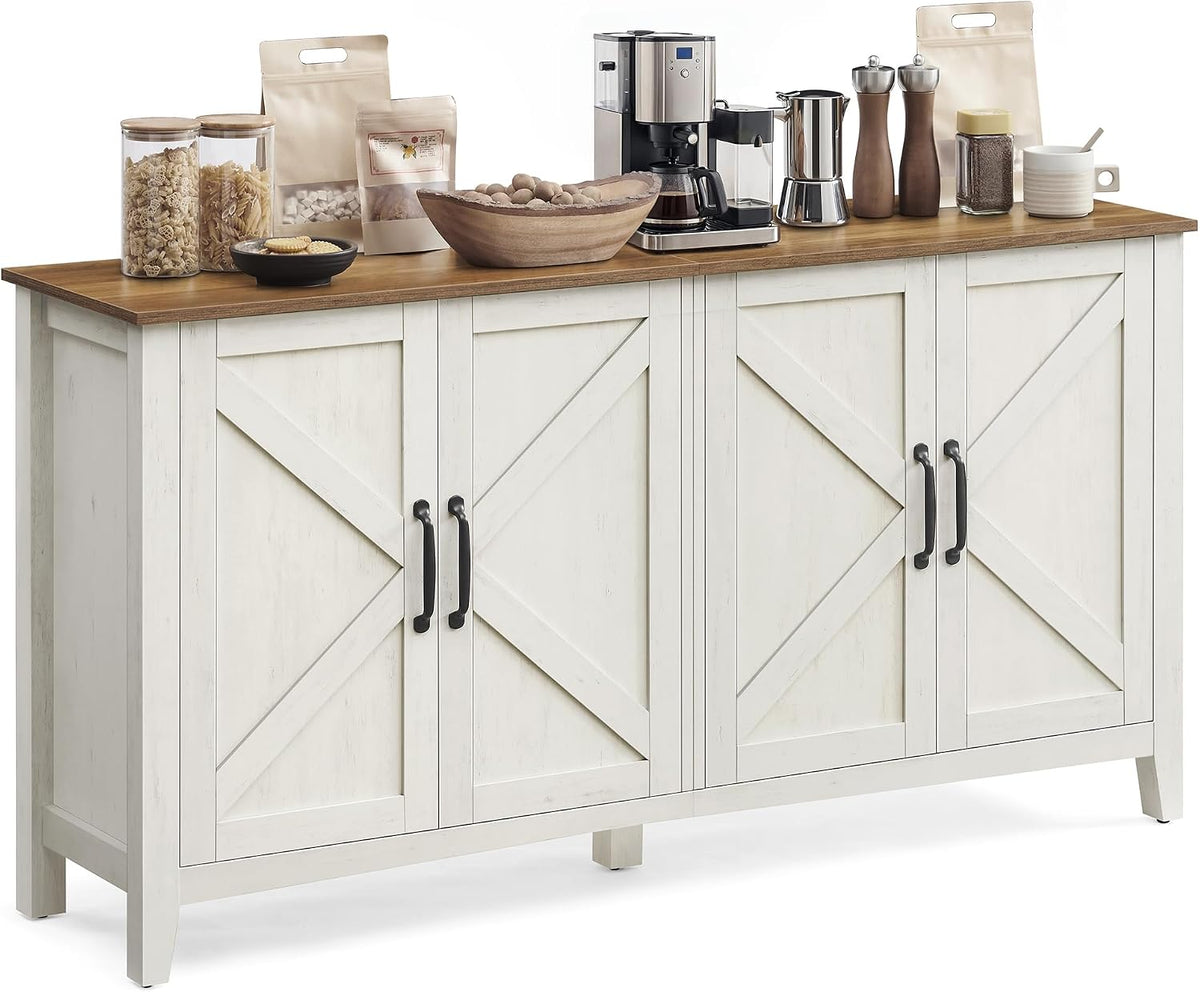 Rustic White Brown Buffet Cabinet
