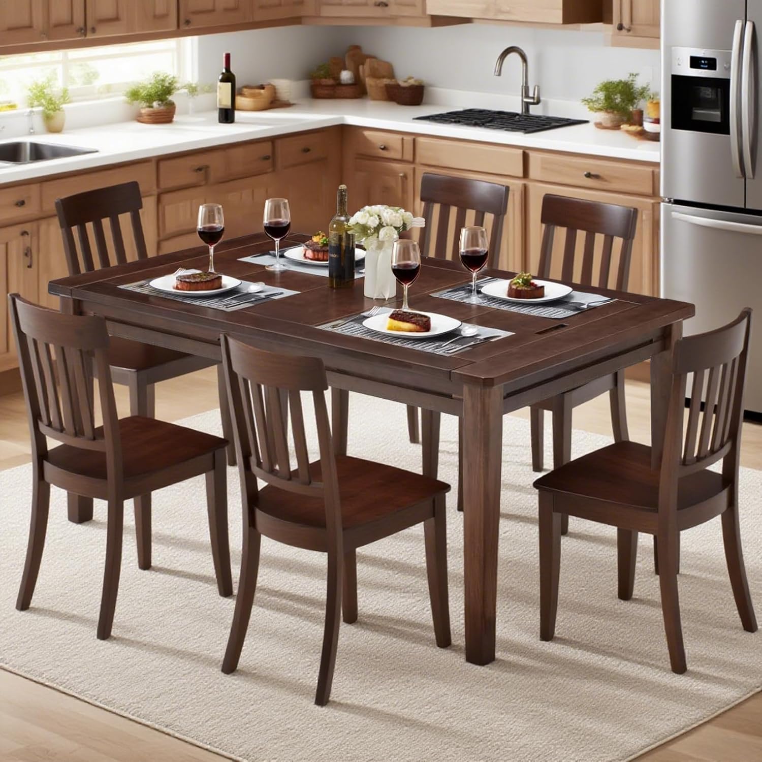 63" Black Walnut Board Game Dining Table