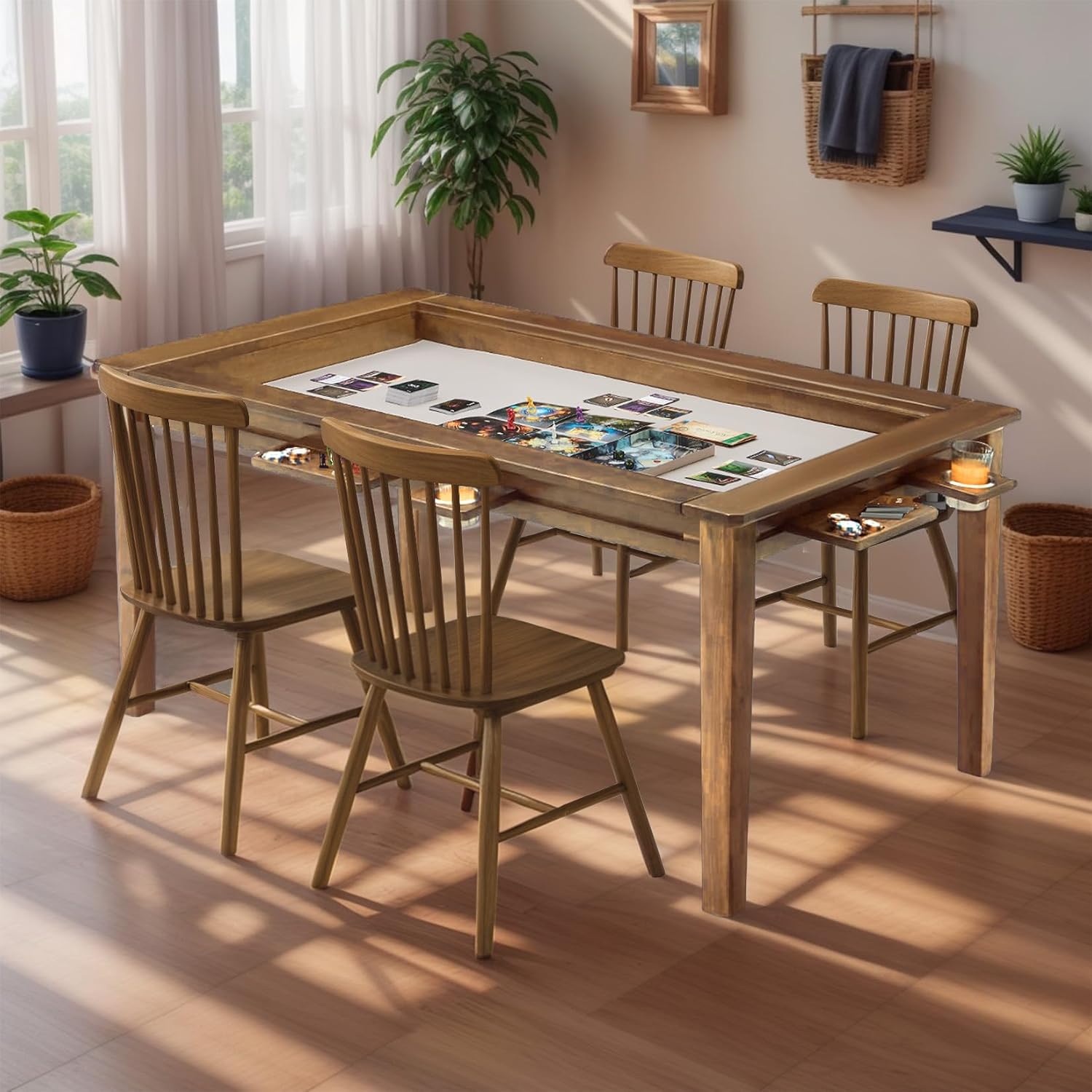 Light Walnut Board Game Dining Table