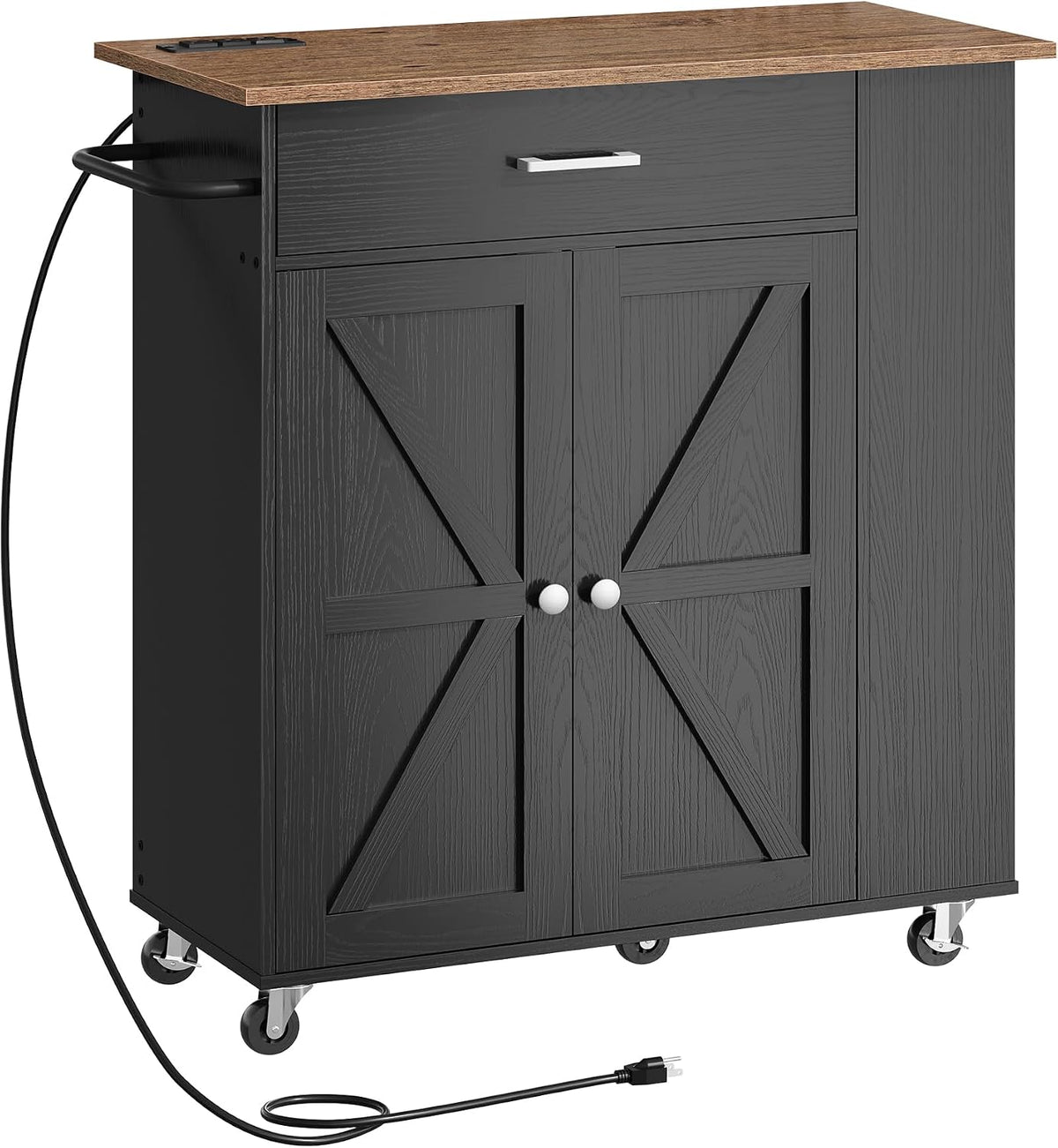 Mobile Charging Kitchen Island Cart