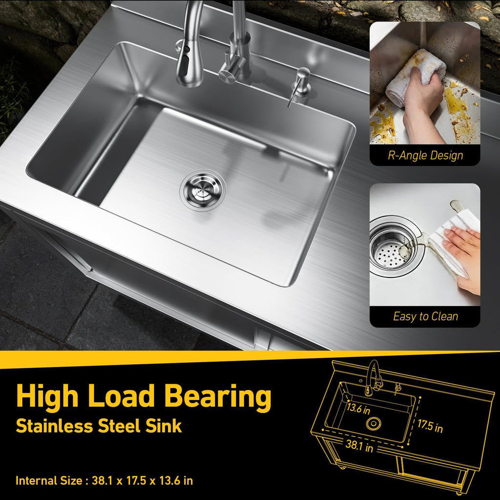 47" Stainless Steel Freestanding Laundry Sink Cabinet