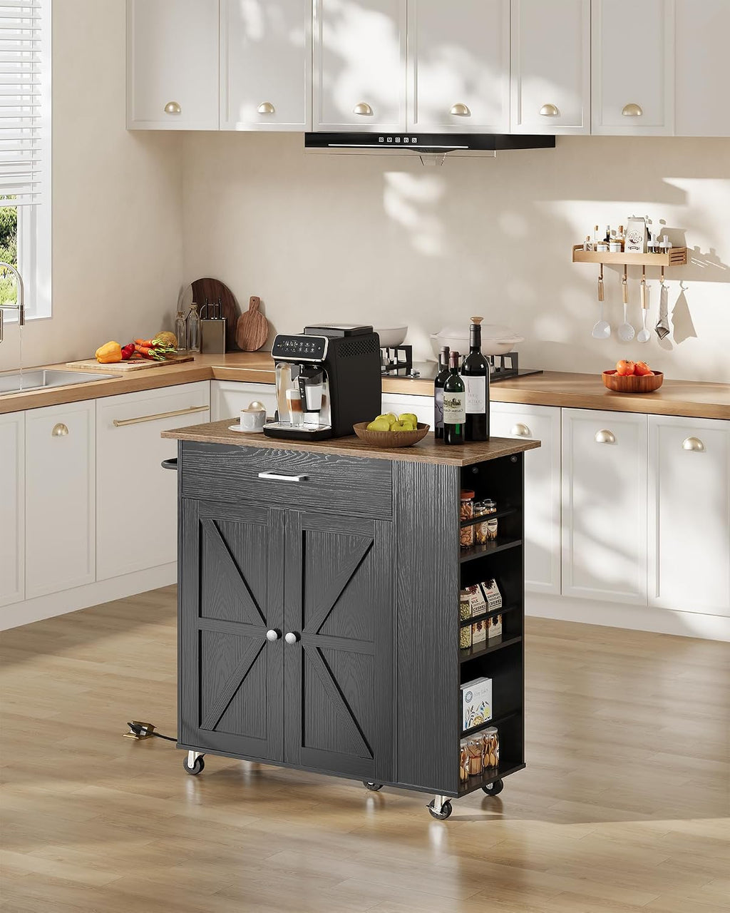 Mobile Charging Kitchen Island Cart