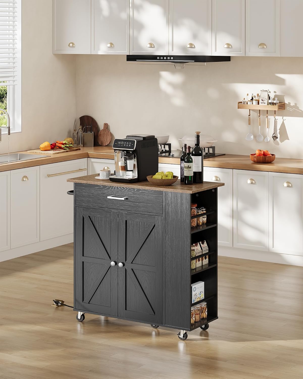 Mobile Charging Kitchen Island Cart