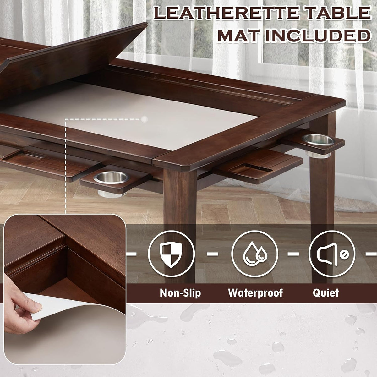 63" Black Walnut Board Game Dining Table