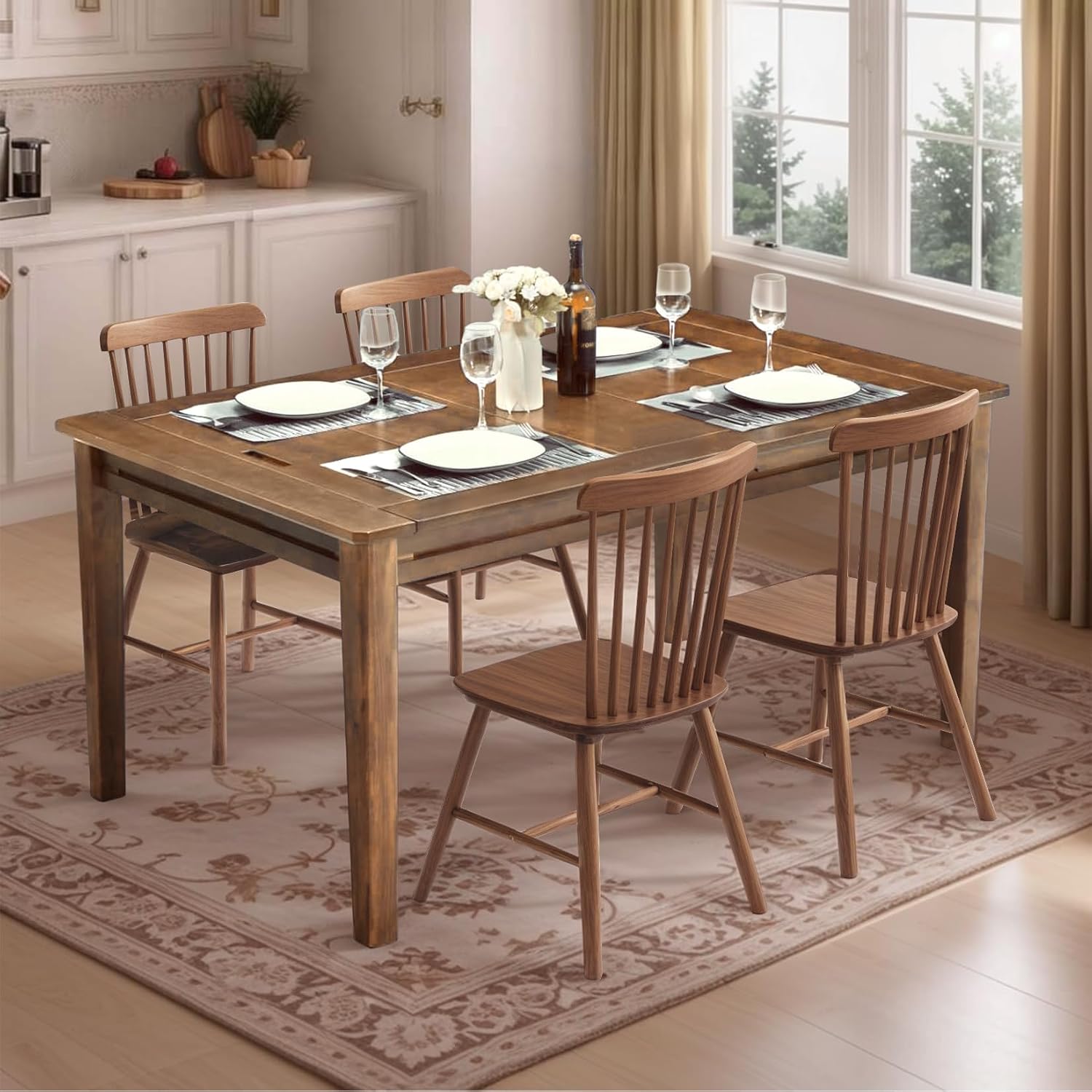 Light Walnut Board Game Dining Table