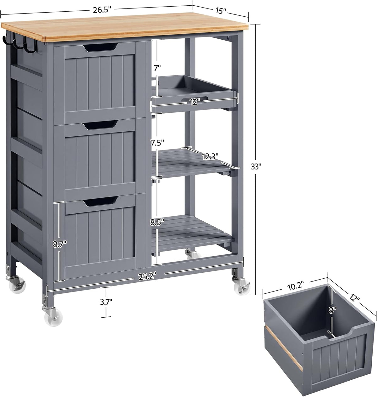 Wheeled Kitchen Island Cart