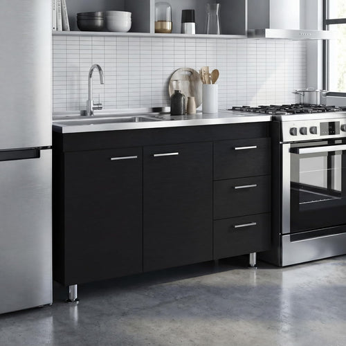 39.4" White Black Utility Sink Cabinet