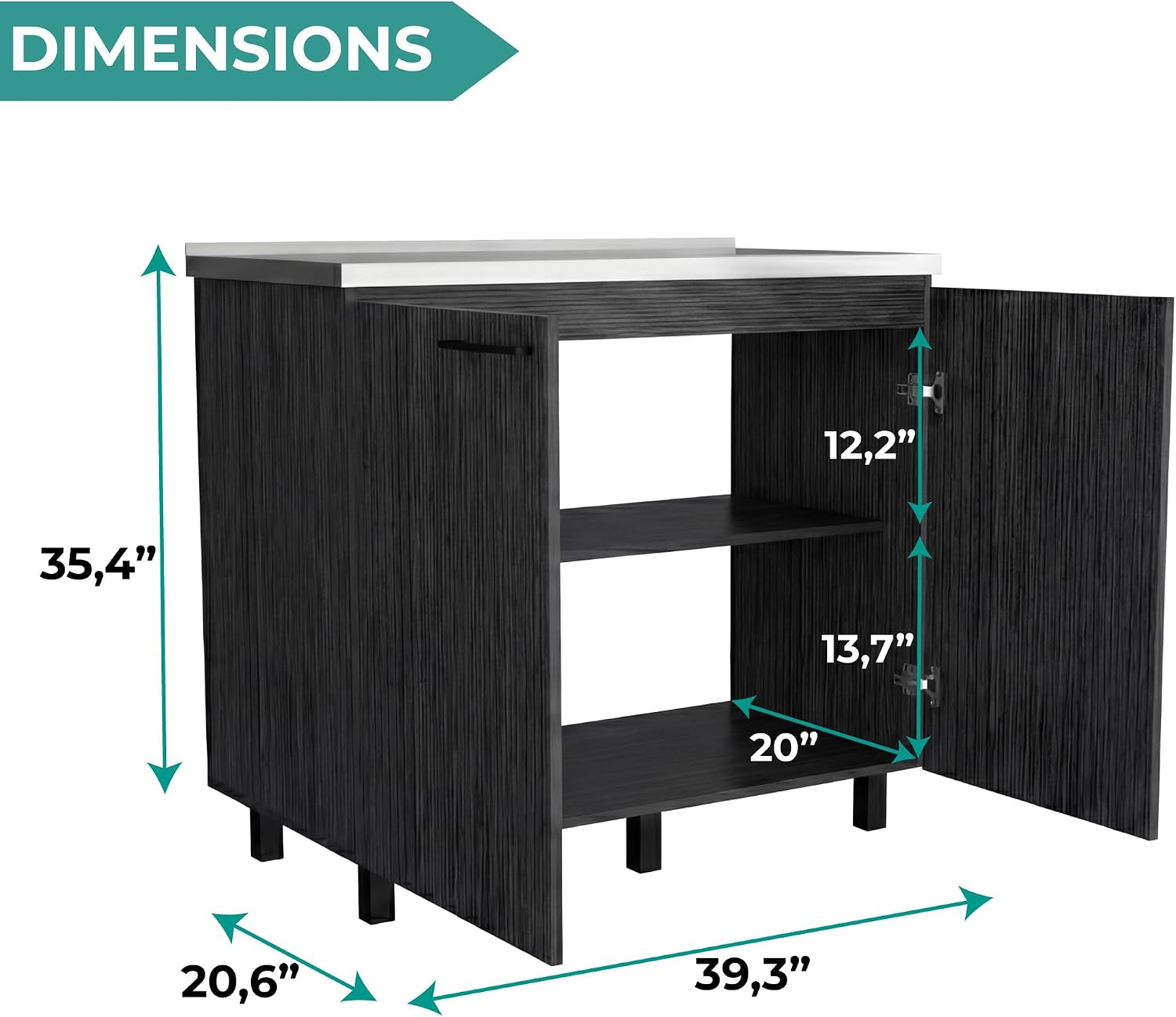 39.4" Stainless Steel Utility Sink Cabinet