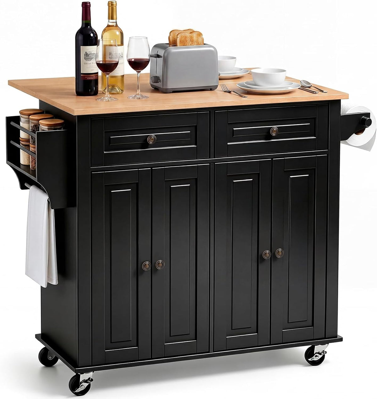 Black Rolling Kitchen Island Cart