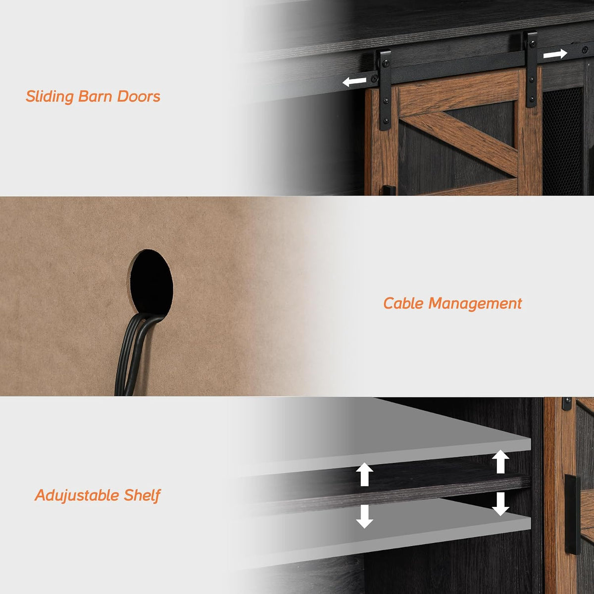 Black Brown 59" Farmhouse Sideboard