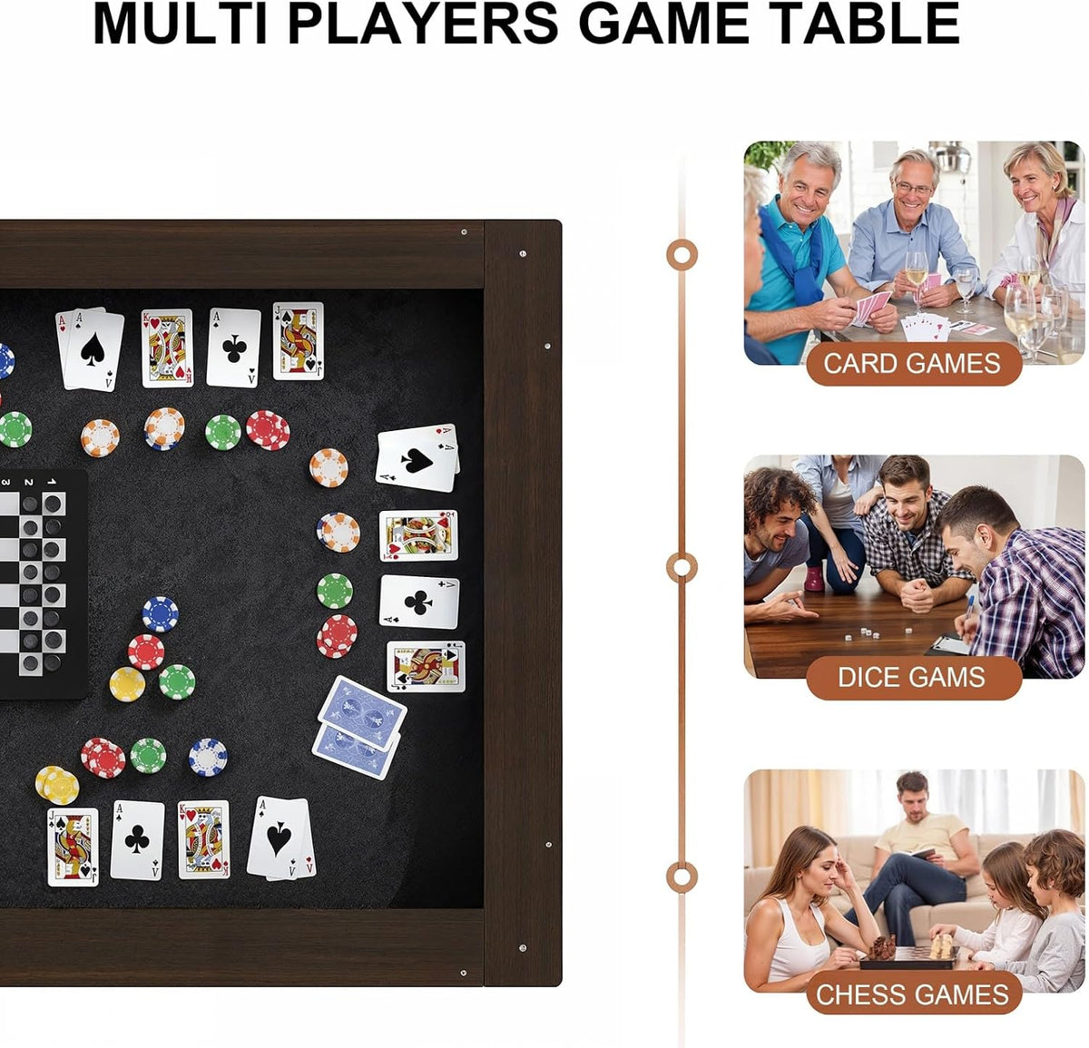 Walnut 63 Inch Board Game Table