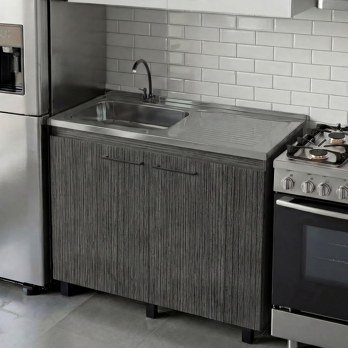 39.4" Stainless Steel Utility Sink Cabinet