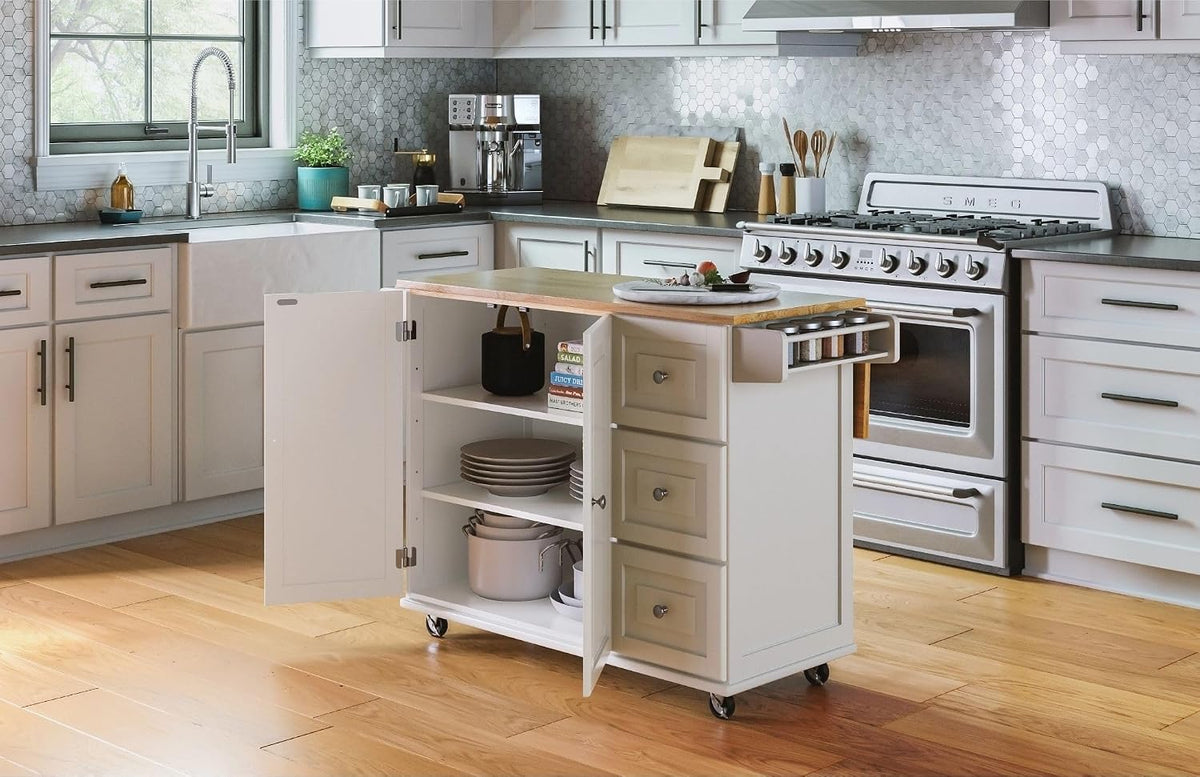 Off-White Rolling Kitchen Island