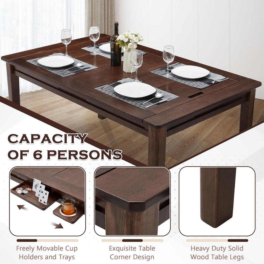 63" Black Walnut Board Game Dining Table