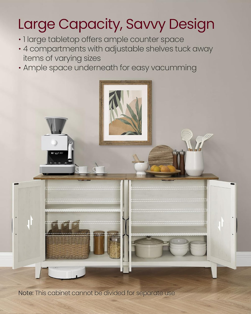 Rustic White Brown Buffet Cabinet