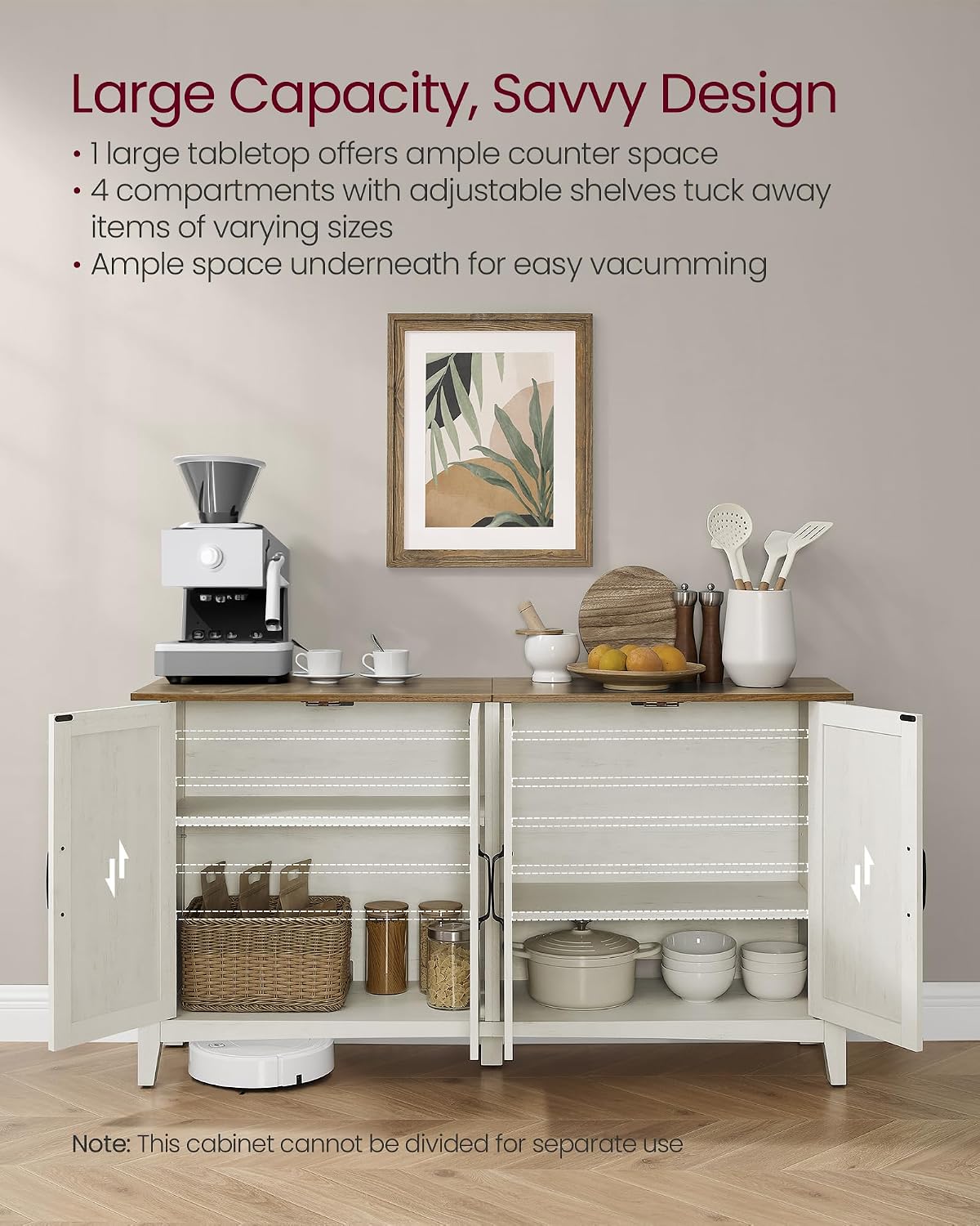Rustic White Brown Buffet Cabinet