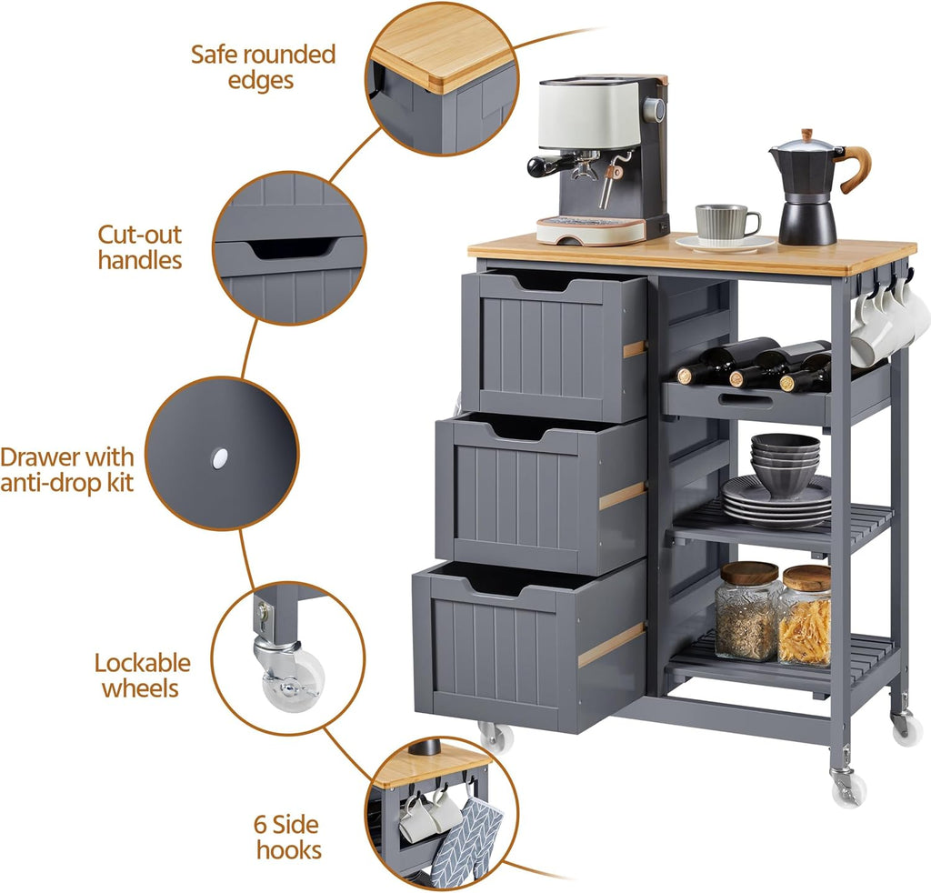 Wheeled Kitchen Island Cart