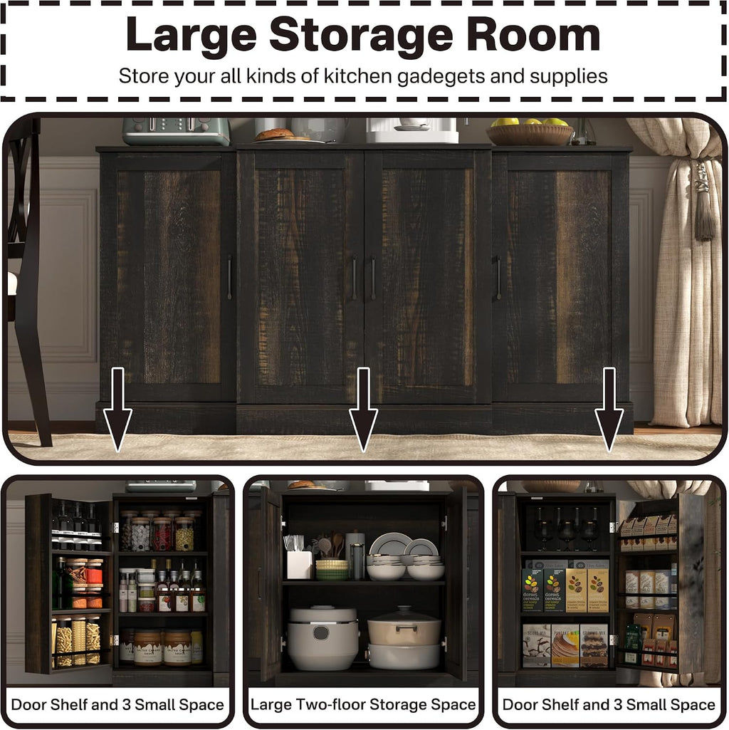 59" Farmhouse Wooden Sideboard