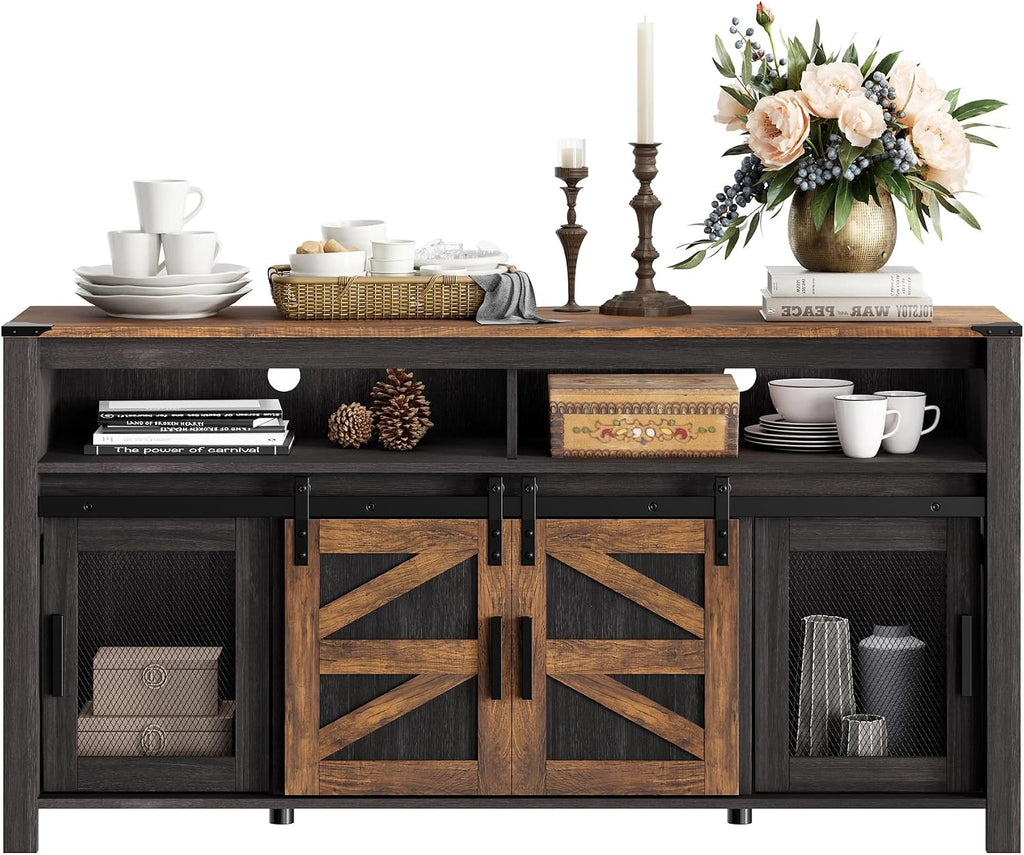 Black Brown 59" Farmhouse Sideboard