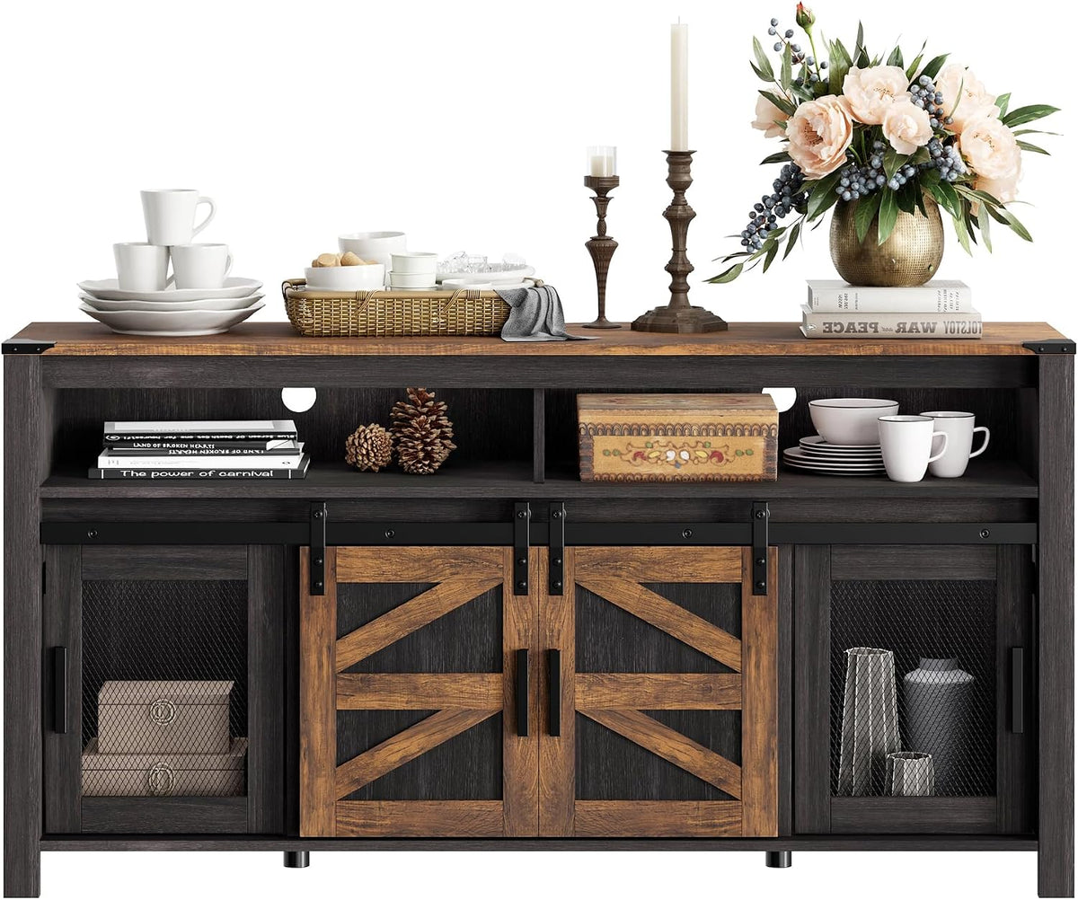 Black Brown 59" Farmhouse Sideboard