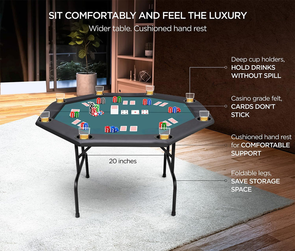 48 Inch 8 Player Foldable Poker Table