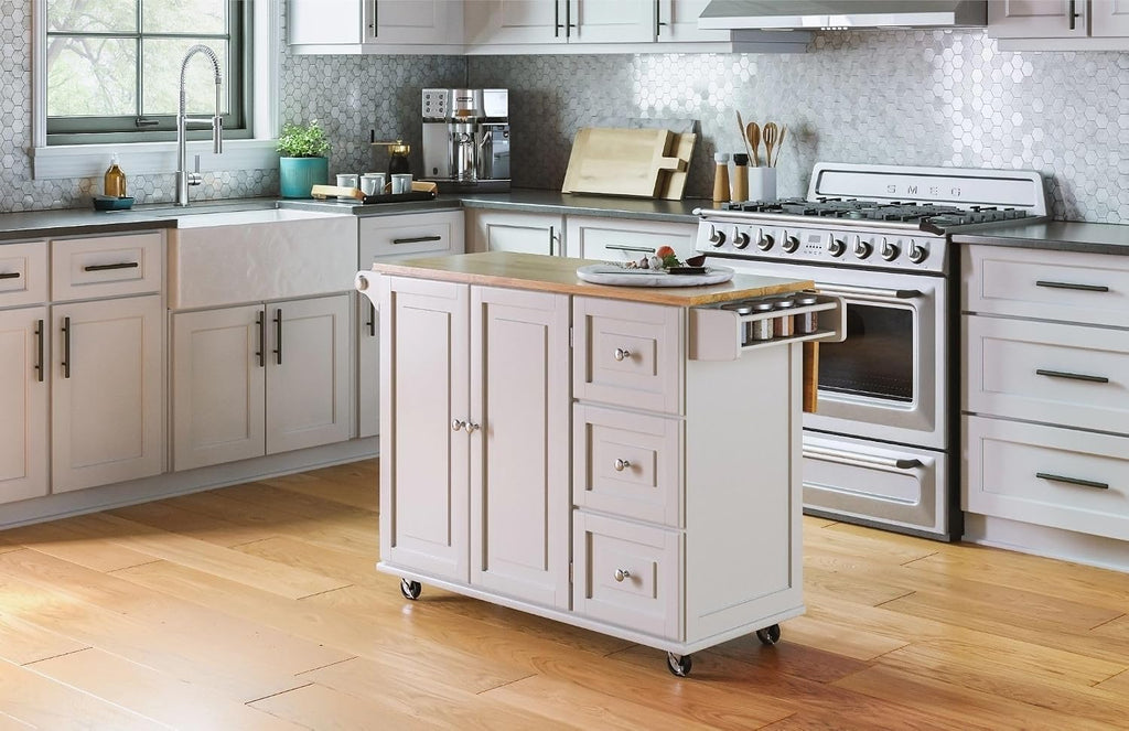 Off-White Rolling Kitchen Island