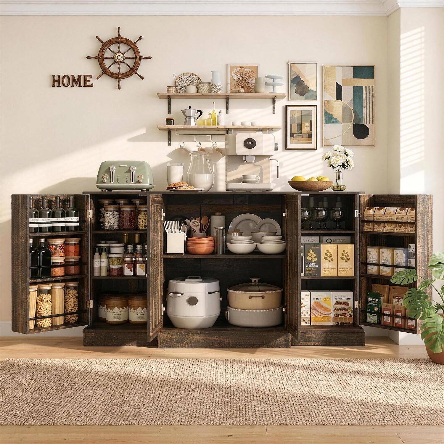 59" Farmhouse Wooden Sideboard