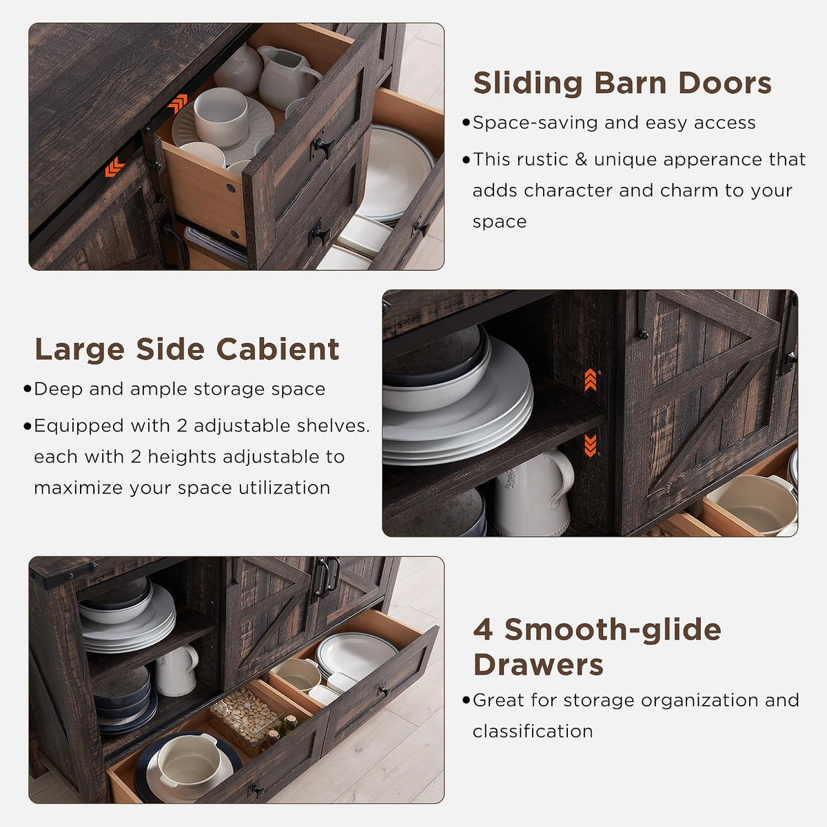 Dark Oak 48" Farmhouse Sideboard