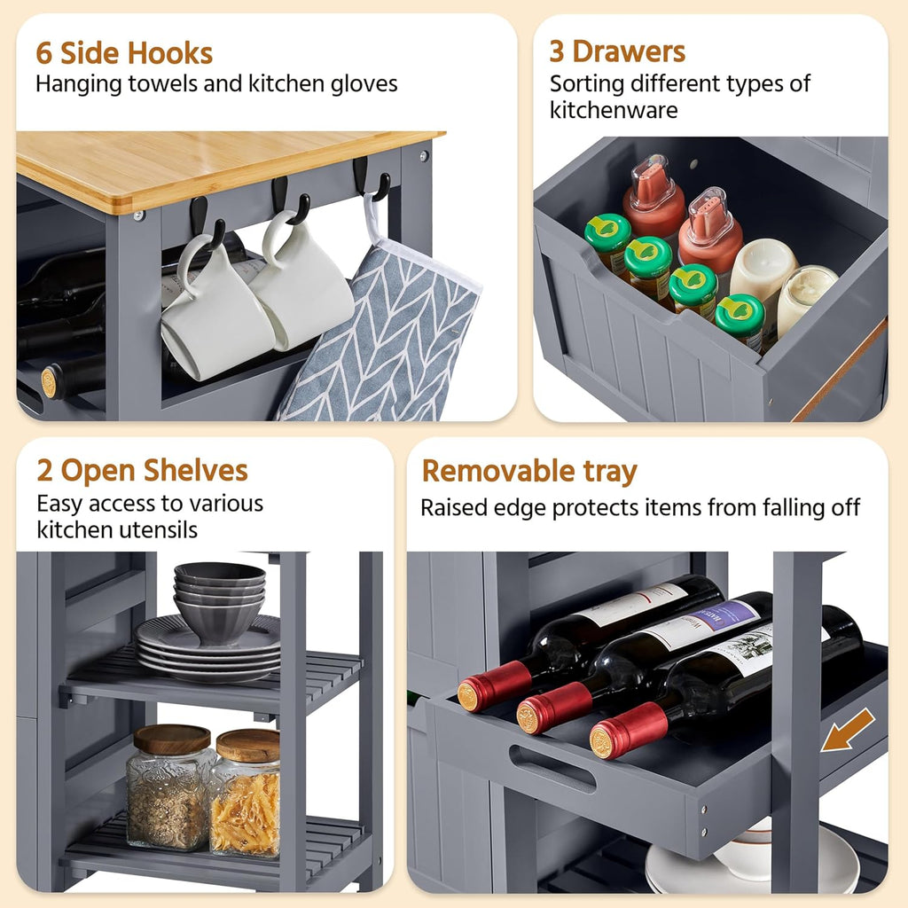 Wheeled Kitchen Island Cart