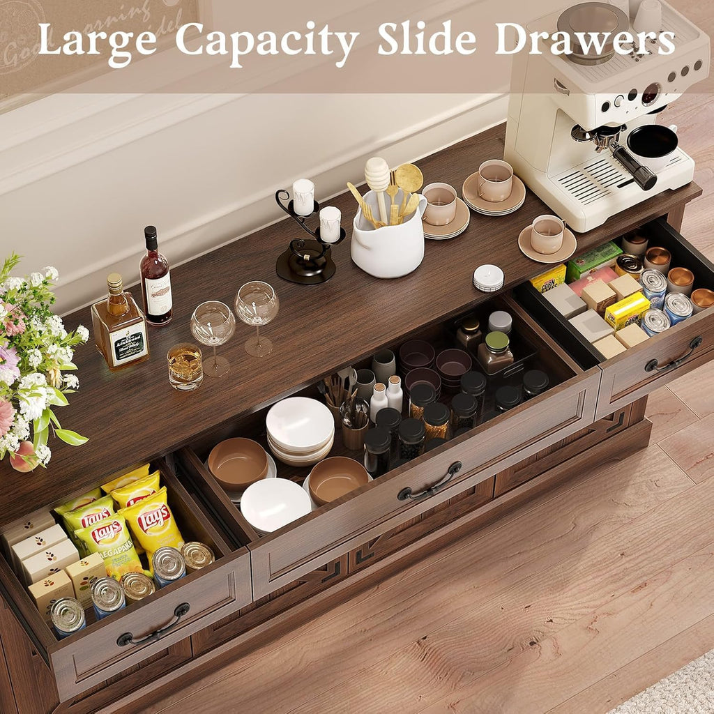 Dark Walnut 65" Farmhouse Sideboard