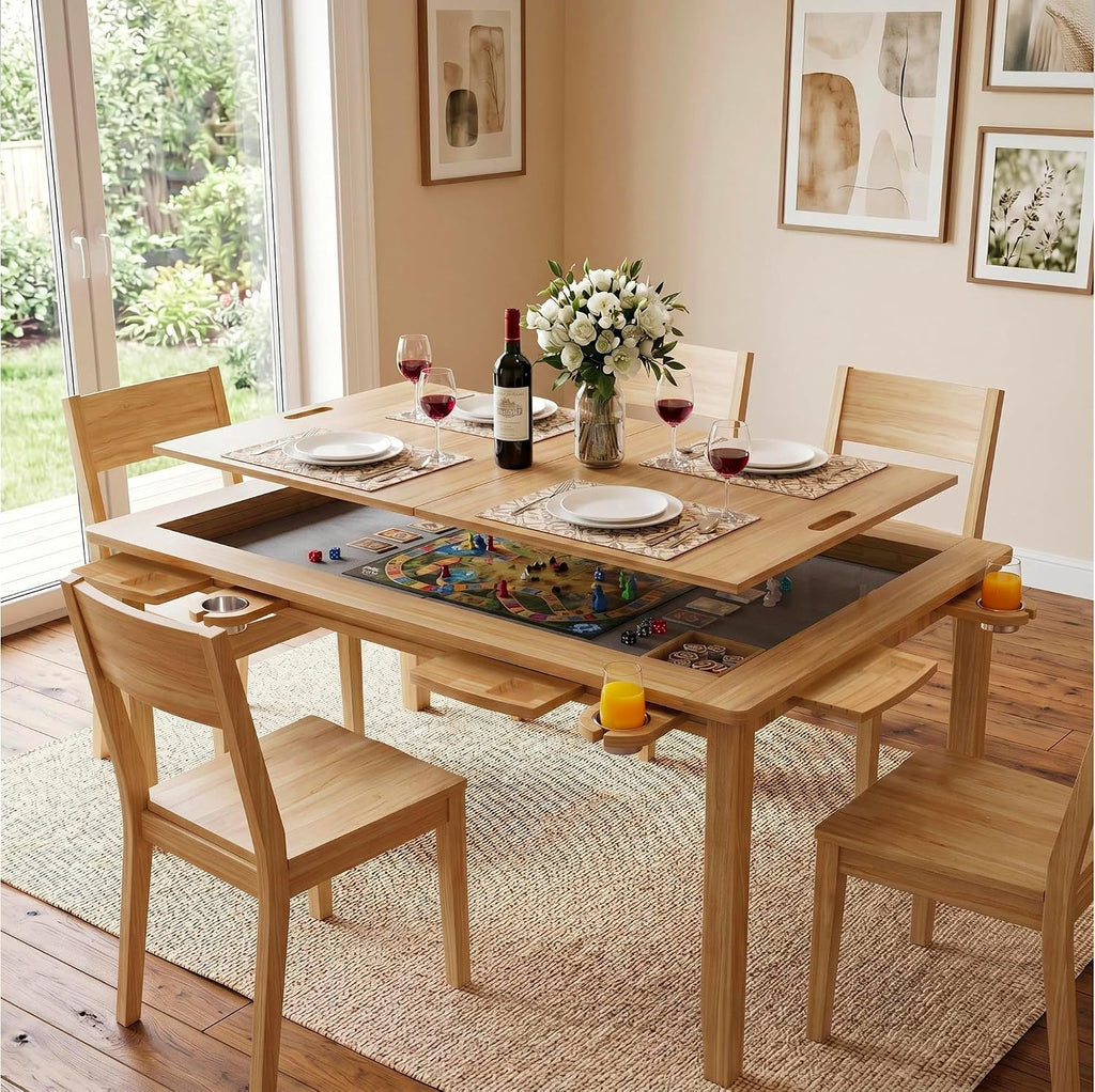 63" Oak Reversible Board Game Table