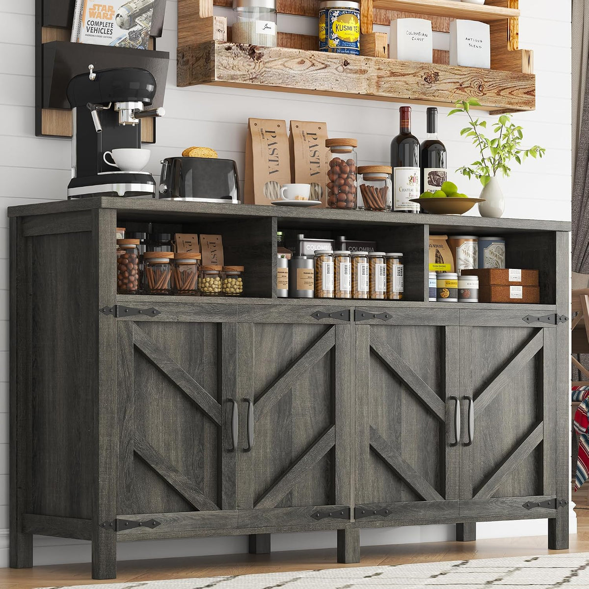Grey 55" Farmhouse Sideboard