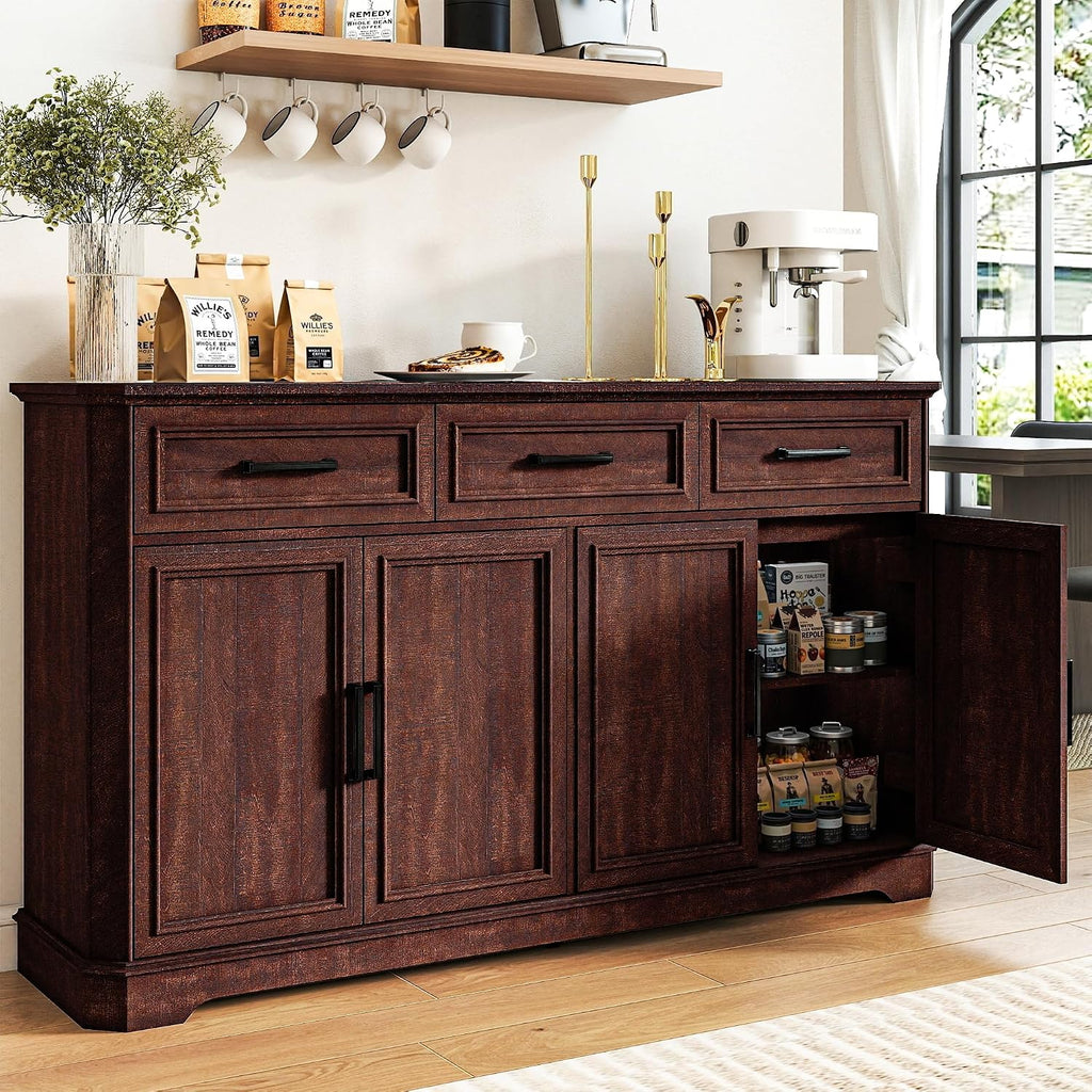 64" Dark Brown Farmhouse Sideboard