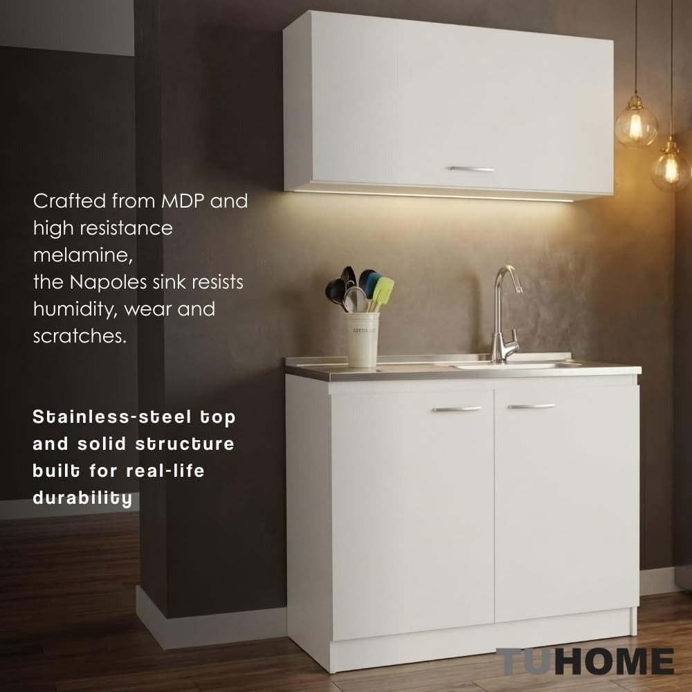 39" White Aluminum Top Utility Sink Cabinet